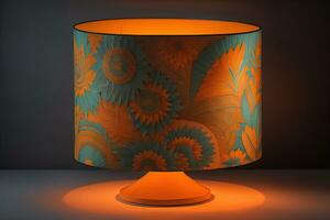 a decorative and colorful lamp on a solid color background. ai generative photo