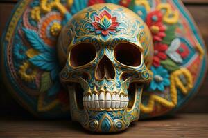 Day of the Dead sugar skull. Mexican sugar skull. ai generative photo