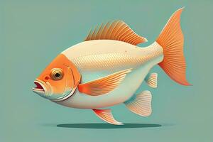 Illustration of a fish on a blue background, vector illustration. ai generative photo
