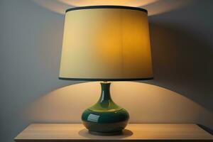 decorativo mesa lámpara en sólido color antecedentes. ai generativo foto