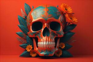 Day of the Dead sugar skull. Mexican sugar skull. ai generative photo