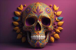 Day of the Dead sugar skull. Mexican sugar skull. ai generative photo