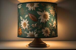 a decorative and colorful lamp on a solid color background. ai generative photo