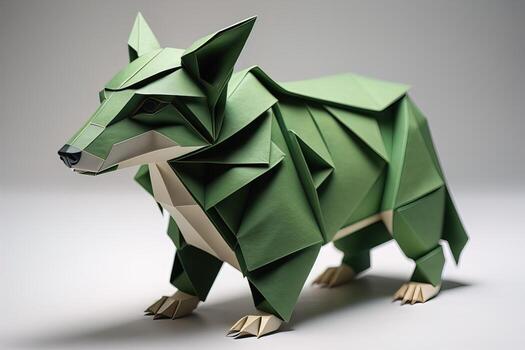 Paper origami animal isolated on solid color background. ai generative photo
