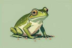 Frog on a green background. Vector illustration of a frog. ai generative photo