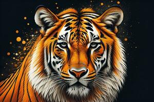 Tiger head with colorful background. ai generative photo