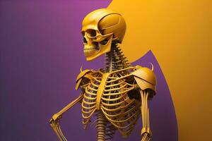 a human skeleton on a solid color background. ai generative photo