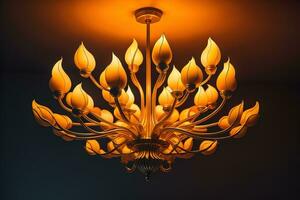 Luxury chandelier isolated on dark background. ai generative photo