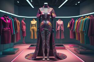 Futuristic fashion mannequin in the store. ai generative photo