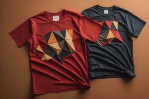 Colorful t-shirts in front of dark background. ai generative photo