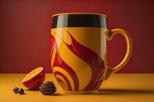 Cup of coffee. Beautiful and stylish coffee cup on a solid colored background. ai generative photo