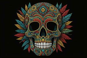 Day of the Dead sugar skull. Mexican sugar skull. ai generative photo