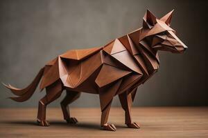 Paper origami animal isolated on solid color background. ai generative photo