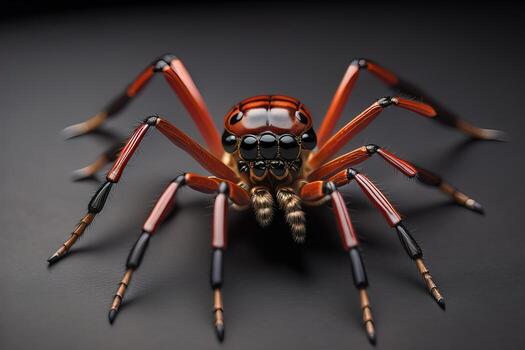 jumping spider closeup on solid color background, copyspace. ai generative photo