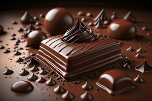 Chocolate truffles on a dark background. ai generative photo