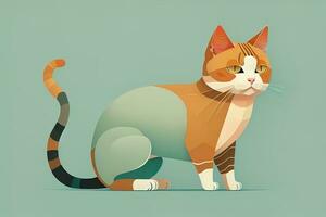 Cute cat sitting on the floor. Vector illustration in retro style. ai generative photo