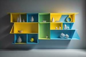 Bookshelf in scandinavian interior. ai generative photo