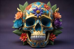 Day of the Dead sugar skull. Mexican sugar skull. ai generative photo