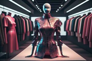 Futuristic fashion mannequin in the store. ai generative photo