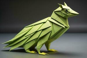 Paper origami animal isolated on solid color background. ai generative photo