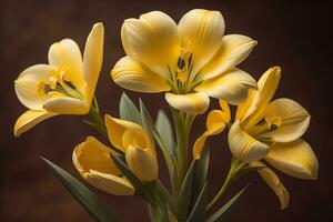 bouquet of white lilies on a solid color background. ai generative photo
