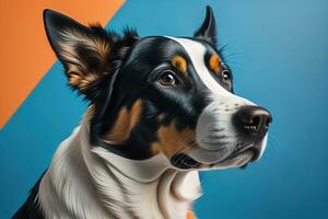 Portrait of a cute dog on a colorful background. Studio shot. ai generative photo