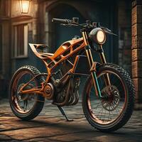 Modern powerful sports motorcycle on a colorful background. ai generative photo