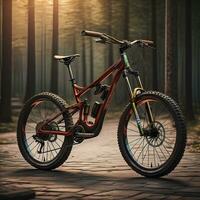 Modern orange mountain bike. ai generative photo