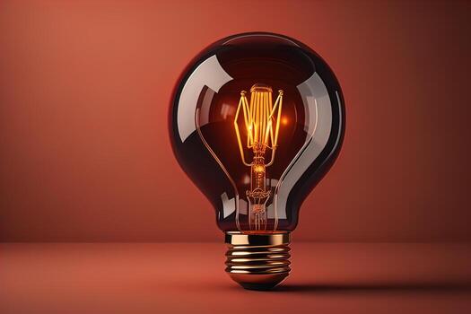 Glowing glass light bulb on dark background. ai generative photo