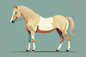 Brown and white horse standing. Vector illustration. ai generative photo