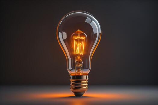 brillante vaso ligero bulbo en oscuro antecedentes. ai generativo foto