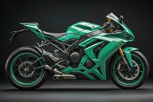 Modern powerful sports motorcycle on a colorful background. ai generative photo