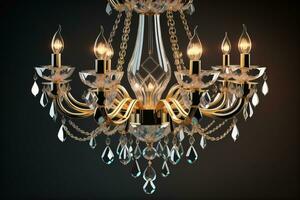 Luxury chandelier isolated on dark background. ai generative photo