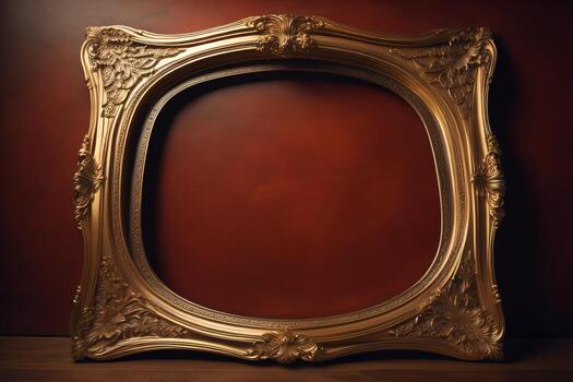 Glass picture frame on a solid color background. ai generative photo