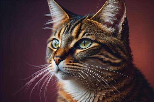 Portrait of a beautiful Maine Coon cat on a dark background. ai generative photo