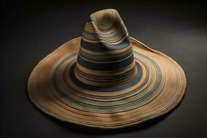 Fashionable hat on a solid color background. ai generative photo