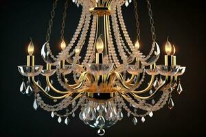 Luxury chandelier isolated on dark background. ai generative photo