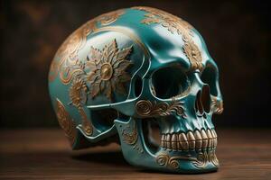 Day of the Dead sugar skull. Mexican sugar skull. ai generative photo