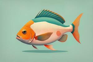 Illustration of a fish on a blue background, vector illustration. ai generative photo