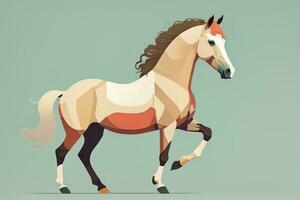 Brown and white horse standing. Vector illustration. ai generative photo