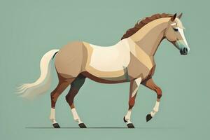 Brown and white horse standing. Vector illustration. ai generative photo