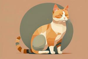 Cute cat sitting on the floor. Vector illustration in retro style. ai generative photo