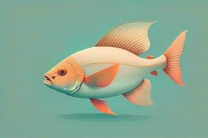 Illustration of a fish on a blue background, vector illustration. ai generative photo