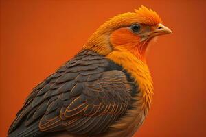 Colorful chicken on a solid color background, studio photo. ai generative photo