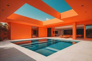 Swimming pool in a modern villa, ai generative photo