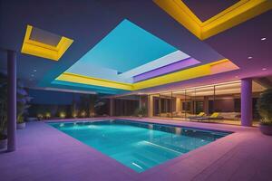 Swimming pool in a modern villa, ai generative photo