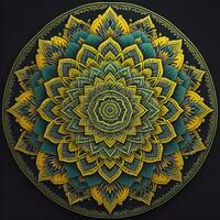 Mandala pattern. Vintage decorative elements. Hand drawn oriental background. ai generative photo