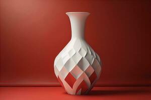 Ceramic vase on a solid color background. ai generative photo