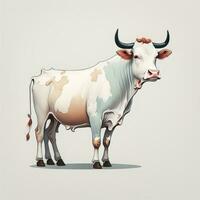 Illustration of a portrait of a cow on a grey background. ai generative photo