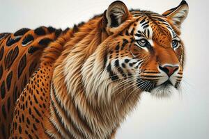 Portrait of a tiger on a solid color background. Close-up. ai generative photo